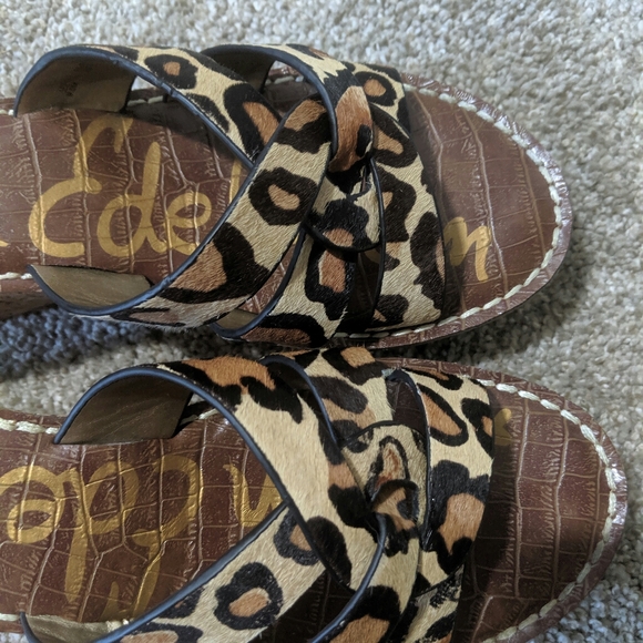 Sam Edelman Leopard Platform 3" Wedge Slides 9.5 - Picture 6 of 7